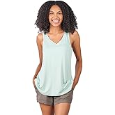 Faceplant Dreams' Bamboo Rayon Double V-Neck Pajama Tank Top | Luxury Lounge and Sleepwear (US, Alpha, Small, Regular, Regular, Aqua Mist)