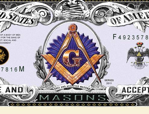 American Art Classics Freemason - Masonic Million Dollar Bill - Limited Edition Collectible Novelty Dollar Bill in Currency Holder Protector - Best Gift Or Keepsake for Masons