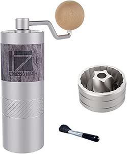 1Zpresso Q2 Manual Coffee Grinder Mini Slim Travel Sized Fits in the plunger of AeroPress, Assembly Stainless Steel Conical Burr, Numerical Internal Adjustable Setting Coarse for Filter, Capacity 20g
