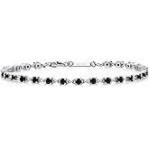 Gem Stone King Black Onyx Tennis Bracelet for Women in 925 Sterling Silver | 1.62 Cttw | Round 2.5MM | Gemstone December Birthstone | 7 Inch