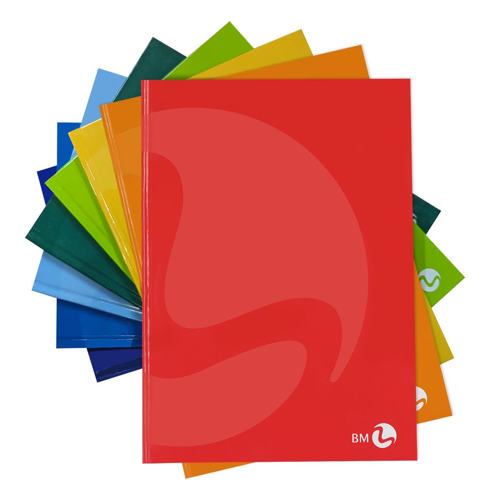 BM BeMore Cardboard Color 0112278, Maxi Notebook Cardboard A4, Ruled 10 mm, Squares 1 cm for 1st Elementary, Heavy Cardboard Cover, 80 g/m² Paper, Assorted Colours, Pack of 5