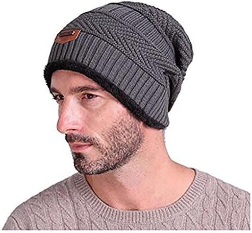 Tongbuy Beanie Hat Scarf Set Skull Cap Winter Fleece Lined Knit Hat Thick For Men/Women(Banies-Gray)