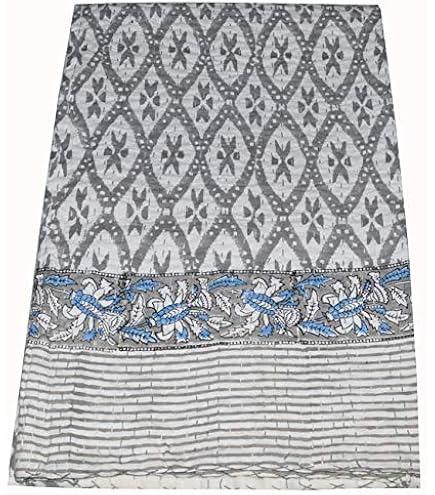 Couvre-lit Kantha Indien Pur Coton - Queen Size, Pois, Broderie Main - Déco Ethnique