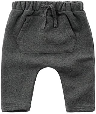MIAKTA Unisex Baby Kids Harem Pants Pockets Cotton Sport Jogger(Darkgray,18-24 Months)