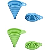 Rienar 2PCS Beautiful And Portable/Mini Kitchen Silicone Collapsible/Folding/Foldable Funnel(Green+Blue)