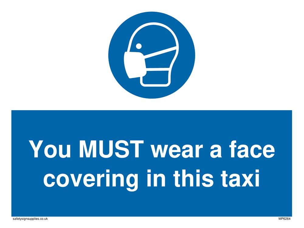 Pack of five - You MUST wear a face covering in this taxi Sign - 200x150mm - A5L