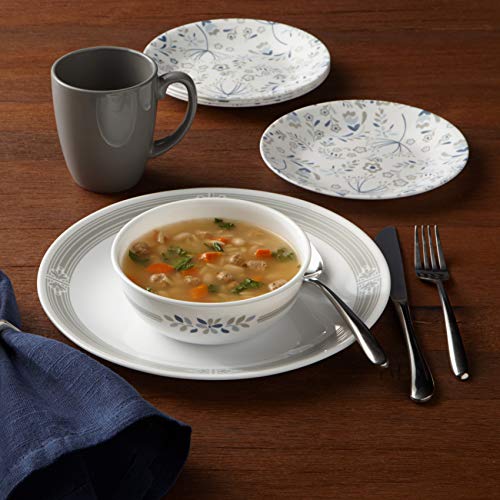 Corelle Prairie Garden Grey Chip & Break Resistant 16pc Dinner Set