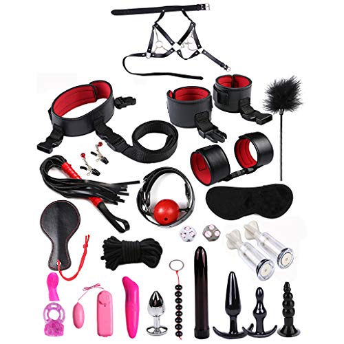 Kweeniny Adult Fun 25PCS/Set Leather Suit Bundled Binding Sex Games Toys for Couple Kits