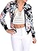 MISSLOOK Women's Floral Print Classic Quilted Baseball Jacket Fall Short Biker Bomber Jacket Coat - Multicolor S