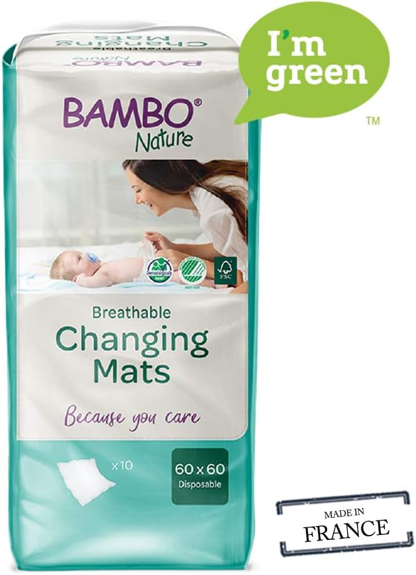 Bambo Nature Disposable Changing Mats, Size 60x60 cm, Pack of 10, Absorbency of 1000 ml, Disposable Changing Mat - Image 3