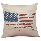 Independence Day Pillow Case 18x18, Elevin(TM) New Vintage Patriotic American Flag Pillow Cases Cotton Linen Sofa Cushion Cover Home Decor