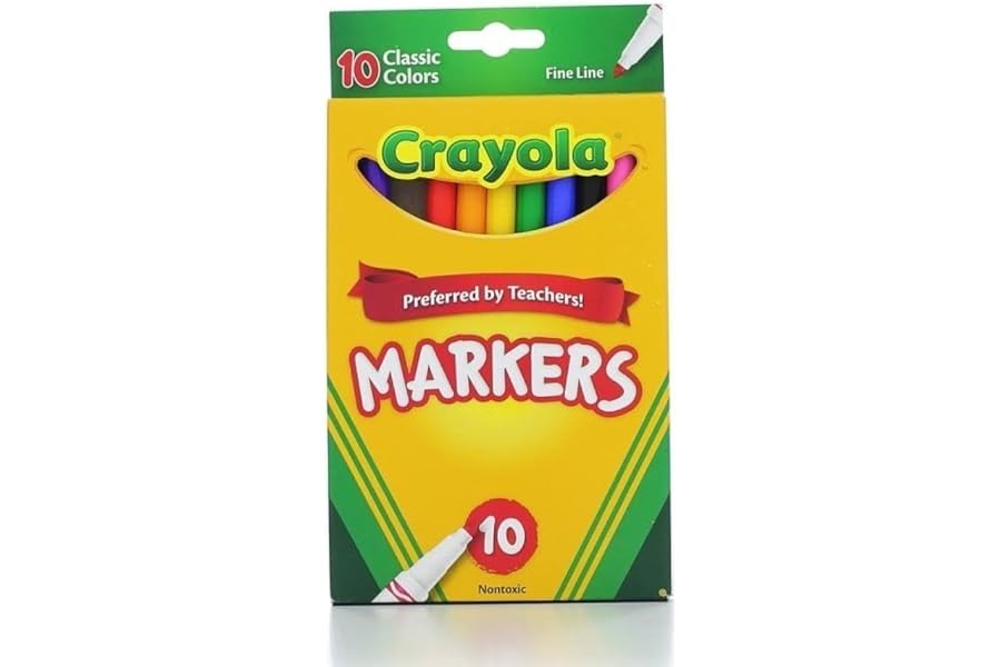 Crayola 58-7726 Classic Fine Line Markers Assorted Colors 10 Count, 2 Pack