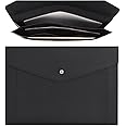 Wason A4 Document File PU Leather with Expanding Large Size Pockets Envelope Case Holder Paper Bills Stationery Tablet and PC, Perfect for Work Study Traveling (Black)