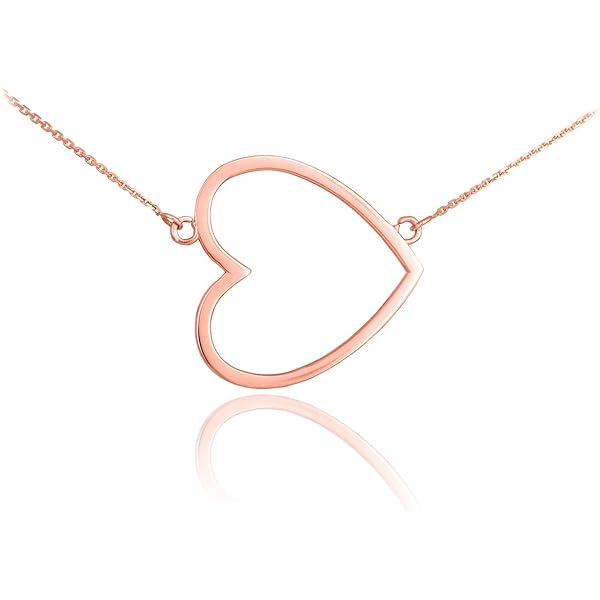 Amazon.com: 14k Yellow Gold Dainty Sideways Open Heart