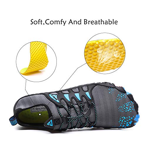 Womens Mens Kids Water Shoes Quick-Dry Aqua Socks Barefoot Shoes for Swim Surf Grey C 10 M US Women/9 M US Men - Thumbnail 4