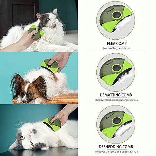 Peteast Pet Grooming Brush, Portable 3 in 1 Efficient Comb Reduces Hair Shedding/Tangles for Dog Cat Small Animal
