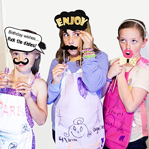 image for Unomor Birthday Photo Booth Props, Bronzing Rose Gold and Black Funny 