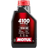 Motul 4100 SYN-nergy 15W-50 Synthetic Motor Oil, High Mileage 1 Liter | ACEA A3/B4 &amp; API SP; SAE 15W-50 for gasoline &amp; diesel engines; thick high-temperature film helps control oil consumption
