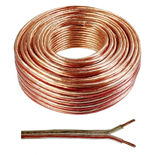 2 x 0.50mm Speaker Cable Wire4U® Figure 8, Quality, 50 Strands Wire In 10 20 50 100 Metres (50 metres, Transparent)