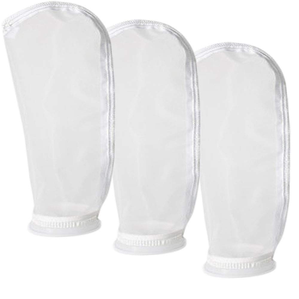 HRTFILTERS Nylon Mesh Monofilament Filter Socks Bag 400 Micron 4 Inch Ring by 14 Inch Long Aquarium Sump Water Filter Bags - 3 Pack (400 Micron 4" x 14")