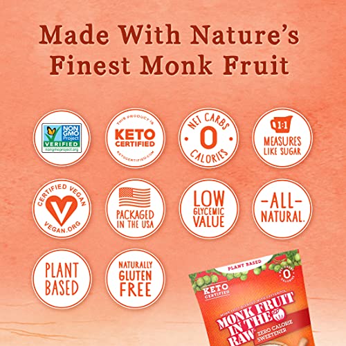MONK FRUIT IN THE RAW, All Natural Monk Fruit Sweetener w/ Erythritol, SugarFree Keto Certified