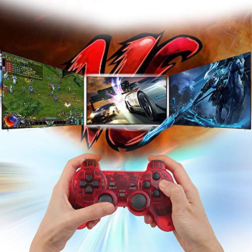 Wireless Controller for PS2 Playstation 2 Dual Shock 2 - ClearBlue and ClearRed - Thumbnail 4