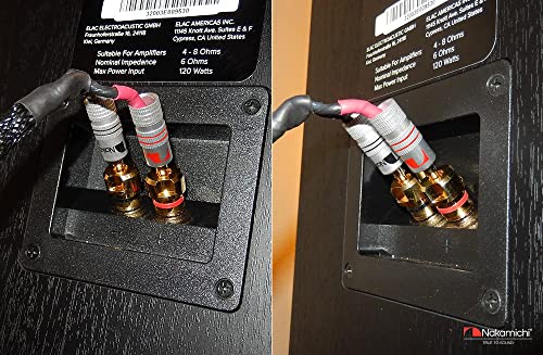 Nakamichi Excel Series 24k Gold Plated Banana Plug 12 AWG - 18 AWG Gauge Size 4mm for Speakers Amplifier Hi-Fi AV Receiver Stereo Home Theatre Radio Audio Wire Cable Screw Connector 8 Pcs (4-Pairs)