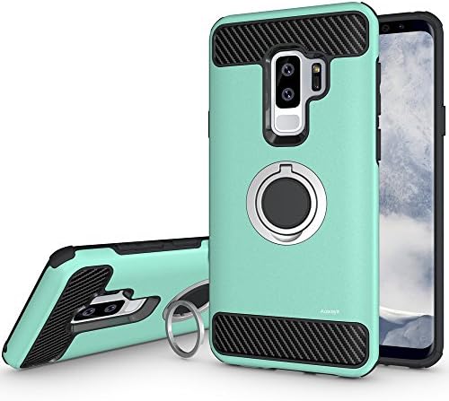 Galaxy S9 Plus Case, Aoways Armor Dual Layer Case with Rotatable Finger Ring Kickstand Magnetic Car Mount Protective Cover for Samsung Galaxy S9 Plus - Green