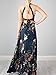 Berrygo Women's Chic Sleeveless Backless Halter Floral Print Split Maxi Dress Dark Blue,0/2