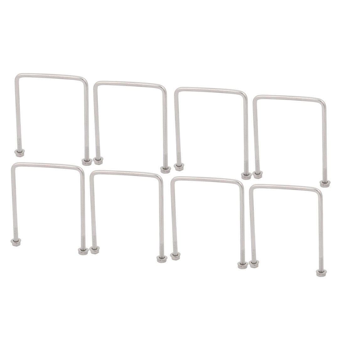 sourcingmap 8pcs M4 50mm Inner Width 304 Stainless Steel Square U Bolt w Hex Nut Washer