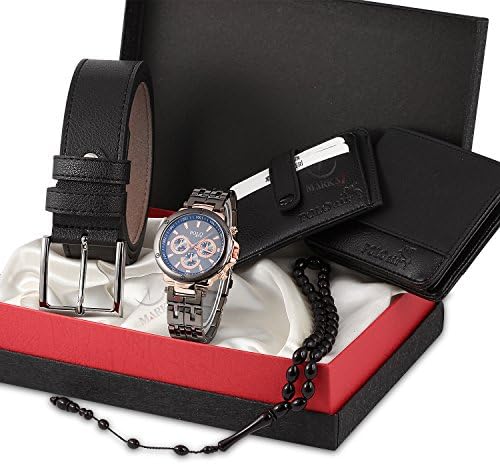 Polo Men's Accesories Set Including (Watch - Belt - Wallet - Credit Card Holder - Key Chain - Bracelet - Bead Rosary)