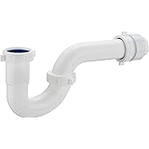 (1 Pack) Yariwiz White P Trap 1 1/2 Inch for Bathroom Kitchen Sink Drain Pipe Tubular Kit with White Threaded Adapter and Blu