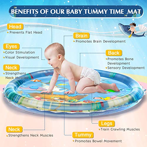 iHaHa 40''X40'' Baby Tummy Time Water Play Mat, Infant Baby Water Mat Toys for 0 3 6 9 12 Months Newborn Infant Toddler Boy Girl