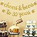 Cheers & Beers to 30 Years Gold Glitter Banner for 30th Birthday Wedding Anniversary Party Decorations Pre Strung & Ready To Hang