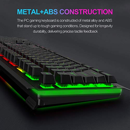 NPET K510 Backlit Gaming Keyboard with Large Wrist Rest Metal Panel