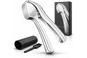 Heavy-Duty Garlic Press – Garlic Crusher and Mincer with Ergonomic Handle, Easy to Clean, Includes Cleaning Brush