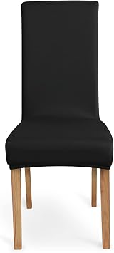 Amazon Basics Stretch Dining Chair Covers Set of 6 Black Solid 96% Polyester view 2