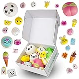 30 Pack Slow Rising Kawaii Squishies with 3 JUMBO: Premium Variety of Scented Panda, Cake, Bread, & One Giant Rare Peach Squishy Included! With Keychains and Giftbox, Fun Stress Relief by MomoNova