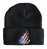 RHZPLO Preston Playz Fire Flame Knitted Beanie with Designs Black Slouchy Knit Hat Embroidered Flag Skull Cap