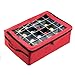 Ornament Storage Box - Zippered Lid Organizer with 48 Individual Compartments and Dividers for Christmas Bulbs and Decorations by Tiny Tim Totes (Red)