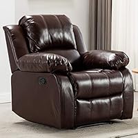 Bonzy Home Overstuffed Recliner Leather Heavy Duty Manual Recliner Chair - Home Theater Seating - Bedroom & Living Room Chair Recliner Sofa (Red Brown)