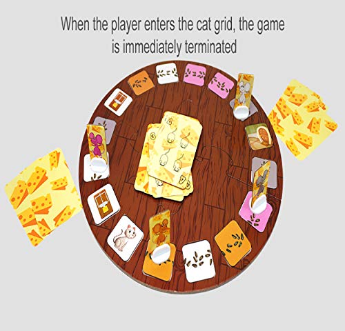 Board Game for Kids, “Just Chase” Card Game with Cheese Trap, Cute Cat Card Family Party Game for 5 Years&Up, 2-6 Players