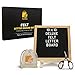 Wooden Black Aomoya Letter Board – with Stand, Brass Wall Hanger, Scissors, Bag, 300 White Letters and 10 Inch Sq. Oak Frame - for Instagram Bulletins, Family Messages, Kids Fun, Café Menus