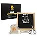 Wooden Black Felt Letter Board – with Stand, Brass Wall Hanger, Scissors, Bag, 300 White Letters and 10 Inch Sq. Oak Frame - for Instagram Bulletins, Family Messages, Kids Fun, Café Menus