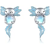 Axolotl Stud Earrings for Women 925 Sterling Silver Axolotl/Elephant/Monkey/Highland Cow stud Earrings Hypoallergenic Animal Jewelry Gifts for Christmas Birthday