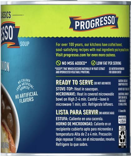 PROGRESSO VEGETABLE CLASSICS, FRENCH ONION CANNED SOUP, GLUTEN FREE, 18.5 OZ.