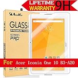 Acer Iconia One 10 B3-A20 Glass Screen Protector, AnoKe [Lifetime Warranty] (0.3mm 9H) Best Tempered Glass Screen Protector Film Shield For Acer Iconia One 10 B3-A20 Glass