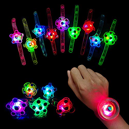 Awolf Light Up Spin Bracelet for Kids, Glow in The Dark Party Supplies