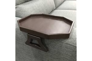 Xchouxer Sofa Arm Clip Table, Armrest Tray Table, Drinks/Remote Control/Snacks Holder, 9 in x 12.3 in x 4.5 in … (Cherry Brown)
