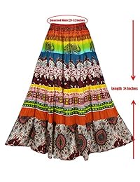 BONYA Falda larga elástica de cintura larga para dama, estilo bohemio hippie